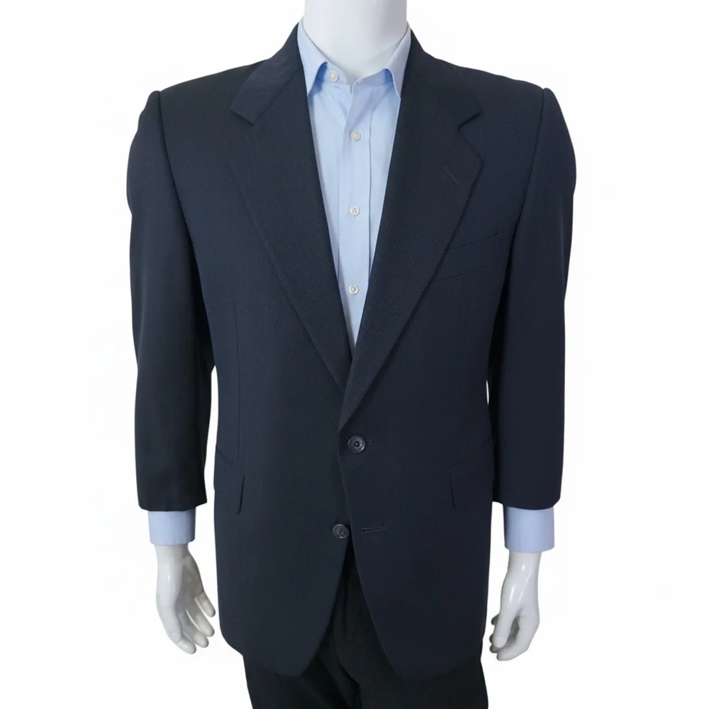 Hickey Freeman Loro Piana Super 120s Navy Herrington Wool Blazer 43S USA